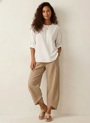 Mirelle Women's Trousers | Relaxed Fit with Wide Legs
