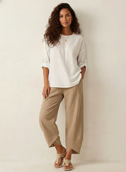 Mirelle Women's Trousers | Relaxed Fit with Wide Legs