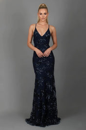 Nora Women's Evening Dress | Floor-Length Design with V-Neck and Spaghetti Straps