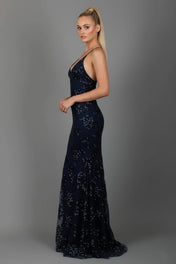 Nora Women's Evening Dress | Floor-Length Design with V-Neck and Spaghetti Straps