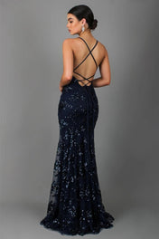 Nora Women's Evening Dress | Floor-Length Design with V-Neck and Spaghetti Straps