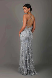 Nora Women's Evening Dress | Floor-Length Design with V-Neck and Spaghetti Straps
