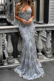 Nora Women's Evening Dress | Floor-Length Design with V-Neck and Spaghetti Straps