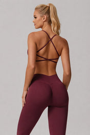 Samantha Women's Activewear Set | Cross-Back Sports Bra and High-Waisted Leggings