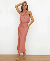 Sophie Women's Midi Dress | Satin Halter Design