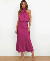 Sophie Women's Midi Dress | Satin Halter Design
