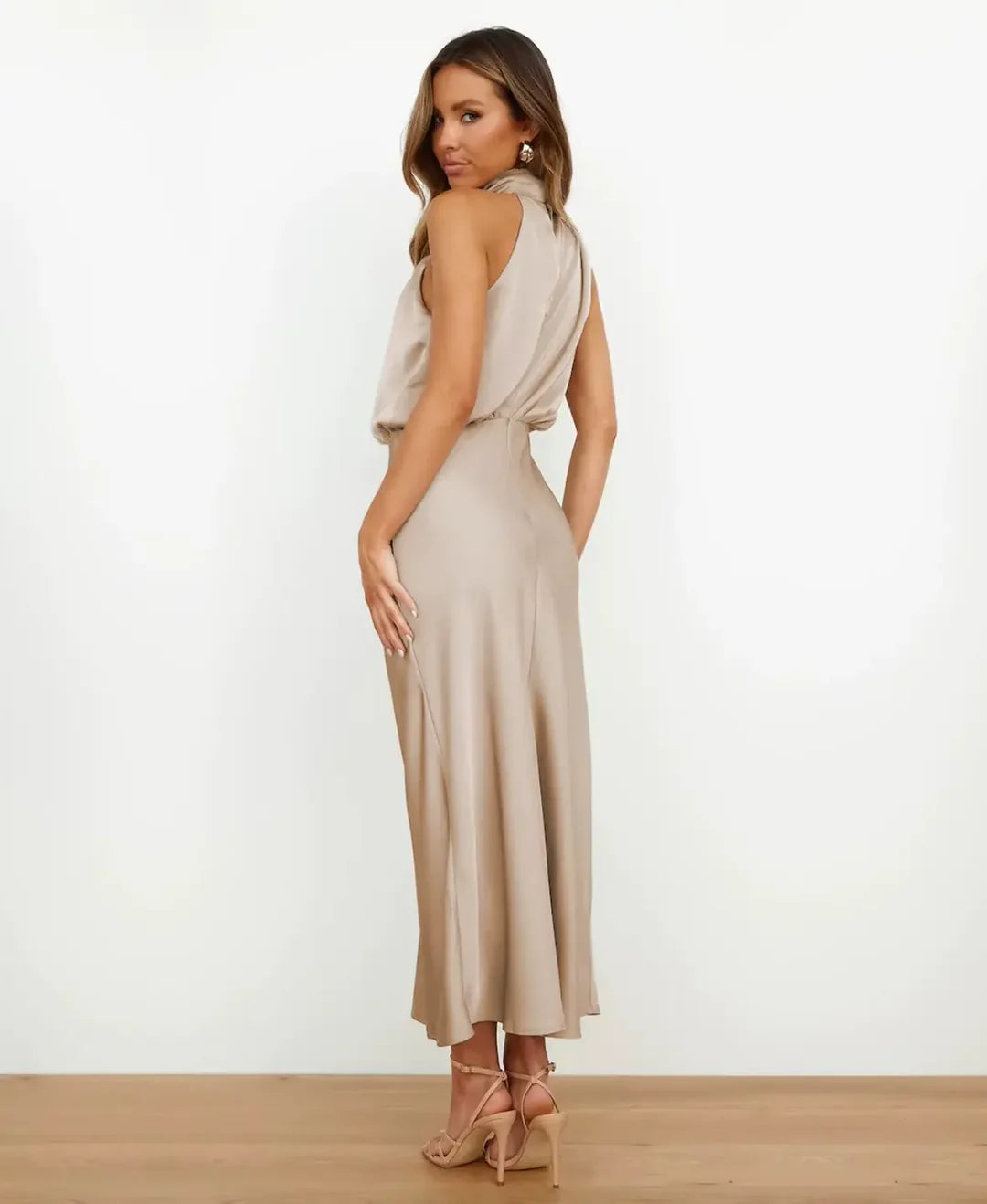 Sophie Women's Midi Dress | Satin Halter Design