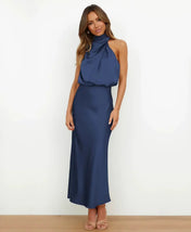 Sophie Women's Midi Dress | Satin Halter Design