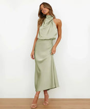 Sophie Women's Midi Dress | Satin Halter Design
