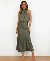 Sophie Women's Midi Dress | Satin Halter Design