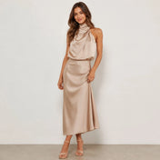 Sophie Women's Midi Dress | Satin Halter Design