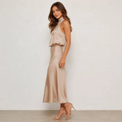 Sophie Women's Midi Dress | Satin Halter Design