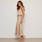 Sophie Women's Midi Dress | Satin Halter Design