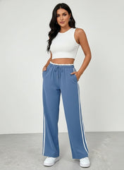 Tina Women's Wide Leg Pants | Relaxed Fit with Sporty Stripes