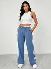 Tina Women's Wide Leg Pants | Relaxed Fit with Sporty Stripes