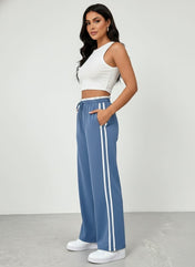 Tina Women's Wide Leg Pants | Relaxed Fit with Sporty Stripes