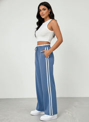 Tina Women's Wide Leg Pants | Relaxed Fit with Sporty Stripes