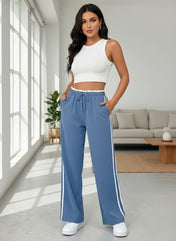 Tina Women's Wide Leg Pants | Relaxed Fit with Sporty Stripes