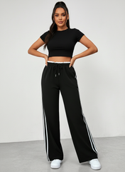 Tina Women's Wide Leg Pants | Relaxed Fit with Sporty Stripes
