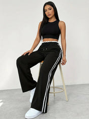Tina Women's Wide Leg Pants | Relaxed Fit with Sporty Stripes