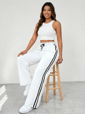 Tina Women's Wide Leg Pants | Relaxed Fit with Sporty Stripes
