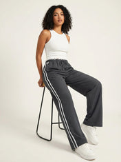 Tina Women's Wide Leg Pants | Relaxed Fit with Sporty Stripes