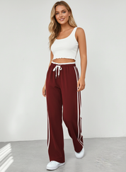 Tina Women's Wide Leg Pants | Relaxed Fit with Sporty Stripes