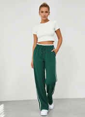 Tina Women's Wide Leg Pants | Relaxed Fit with Sporty Stripes