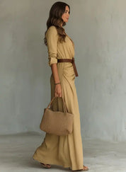 Uma Women's Maxi Dress | Wrap Style with Lapel Collar