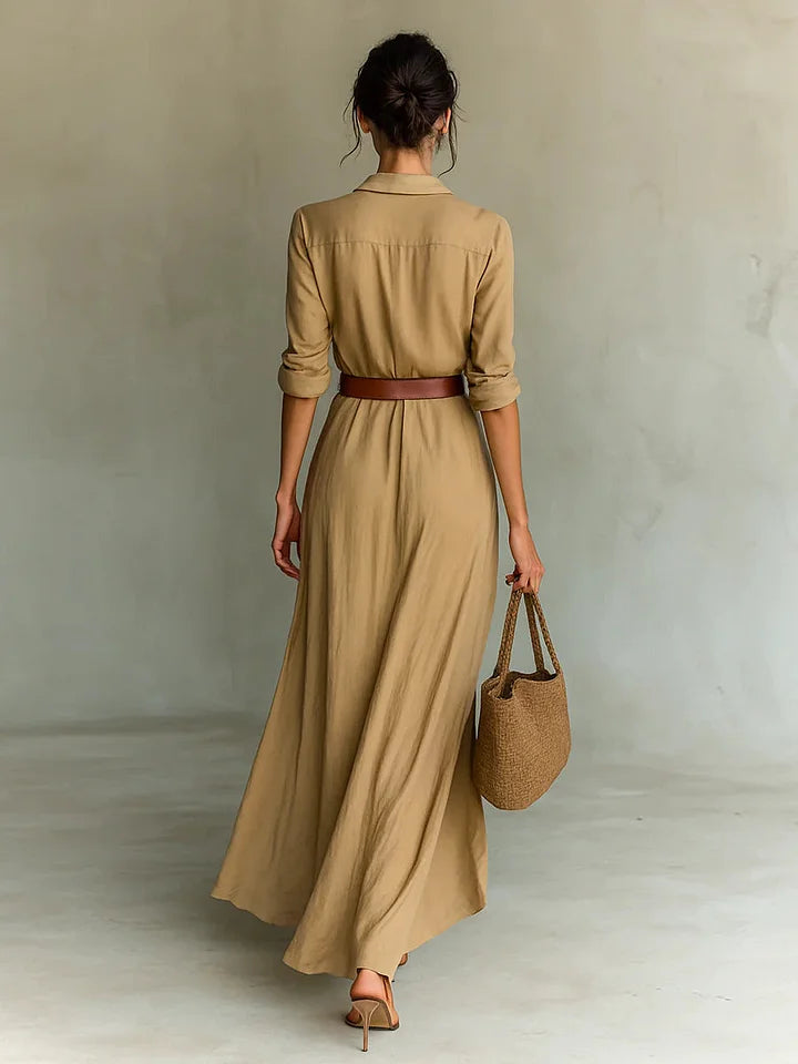 Uma Women's Maxi Dress | Wrap Style with Lapel Collar