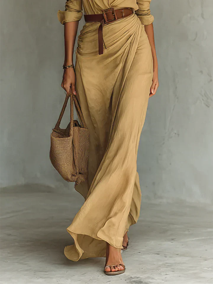 Uma Women's Maxi Dress | Wrap Style with Lapel Collar