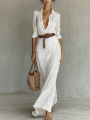 Uma Women's Maxi Dress | Wrap Style with Lapel Collar