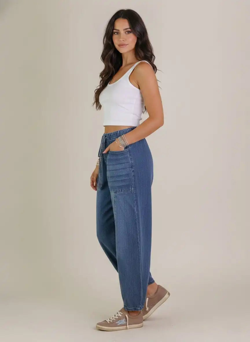 Wendy Women's Jeans | Wide Leg Design with Drawstring Waist