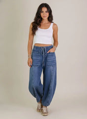 Wendy Women's Jeans | Wide Leg Design with Drawstring Waist