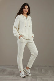 Willa Women's Knit Lounge Set | Hooded Cardigan with Beaded Detail