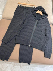 Willa Women's Knit Lounge Set | Hooded Cardigan with Beaded Detail