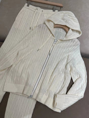 Willa Women's Knit Lounge Set | Hooded Cardigan with Beaded Detail