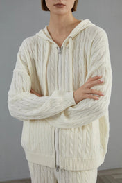 Willa Women's Knit Lounge Set | Hooded Cardigan with Beaded Detail