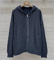 Willa Women's Knit Lounge Set | Hooded Cardigan with Beaded Detail