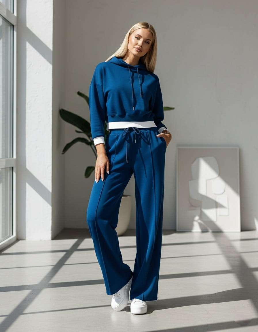 Zara Women's Lounge Set | Modern Hoodie and Wide-Leg Trousers