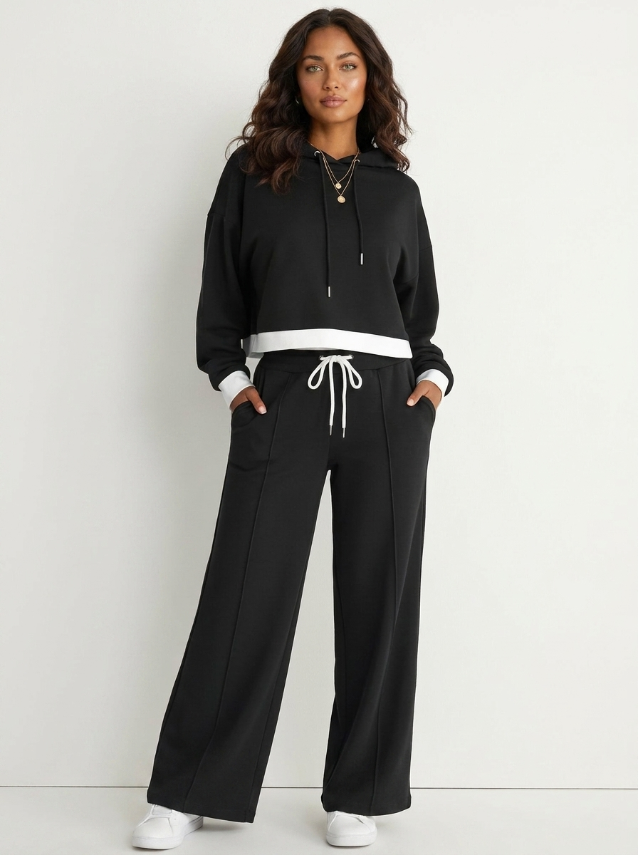 Zara Women's Lounge Set | Modern Hoodie and Wide-Leg Trousers