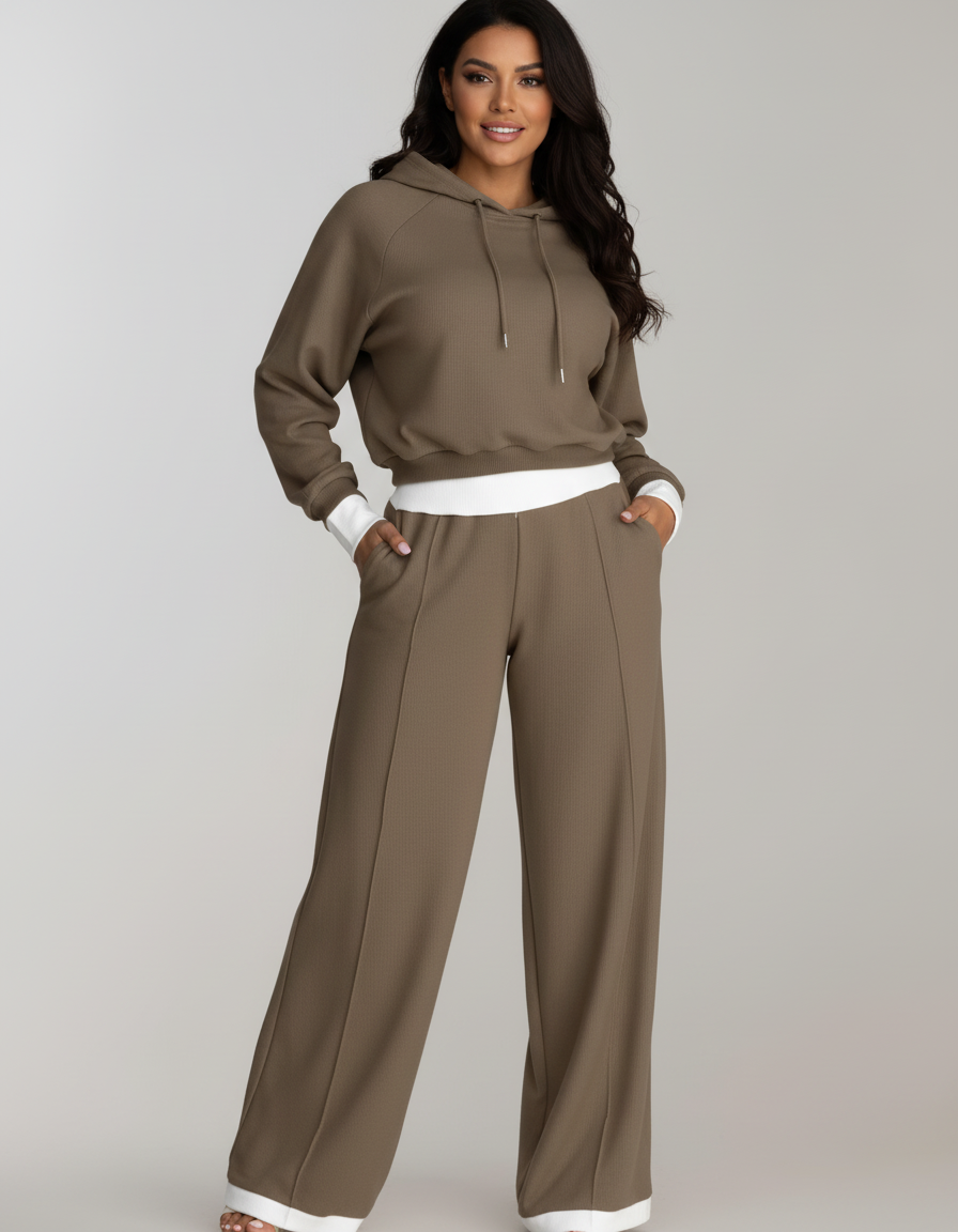 Zara Women's Lounge Set | Modern Hoodie and Wide-Leg Trousers