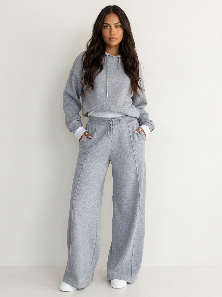 Zara Women's Lounge Set | Modern Hoodie and Wide-Leg Trousers