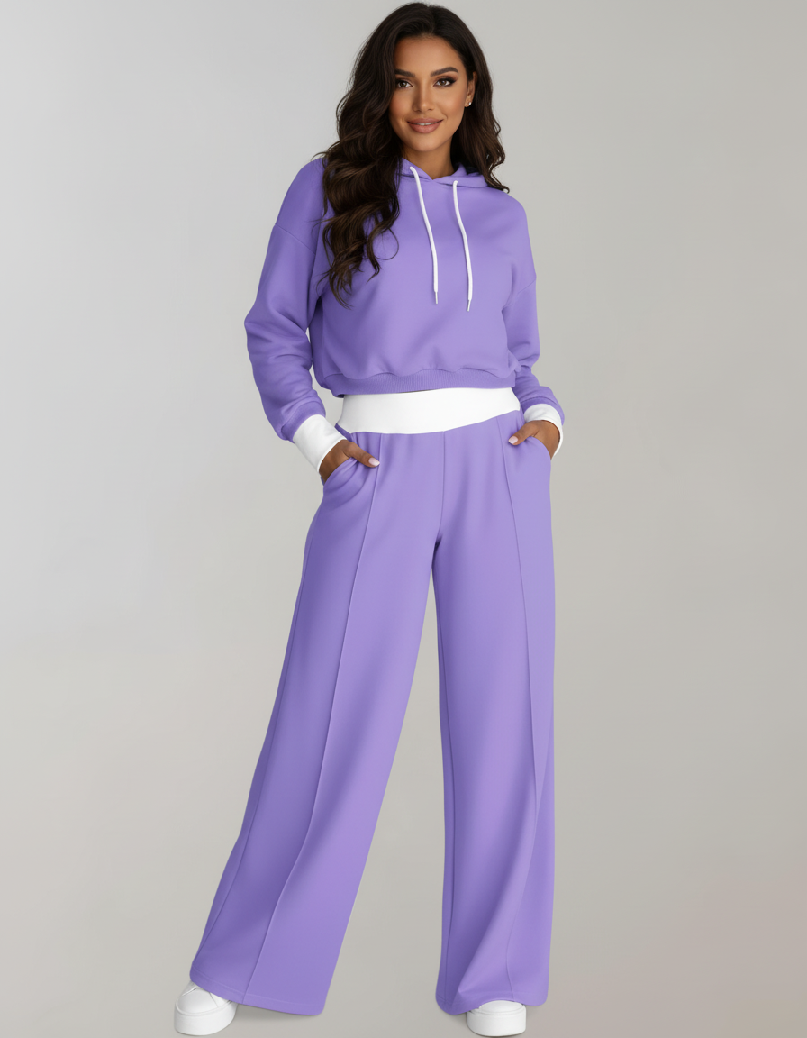 Zara Women's Lounge Set | Modern Hoodie and Wide-Leg Trousers