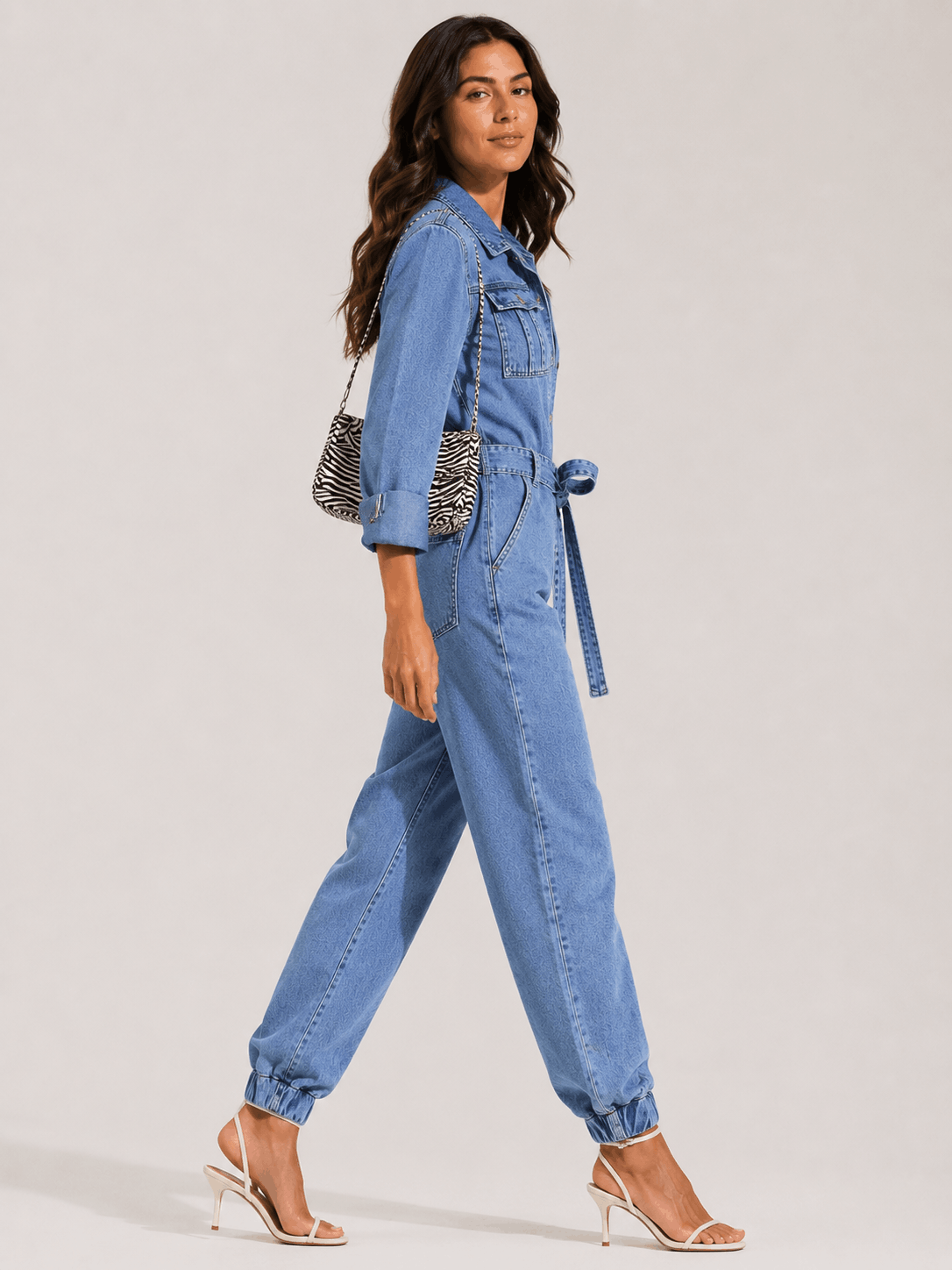 Lena Women's Denim Jumpsuit | Casual Design with Belt