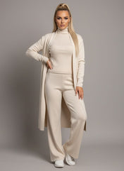 Mia Women's Suit | 3-Piece Knit Set with Sleeveless Turtleneck Vest and Cardigan